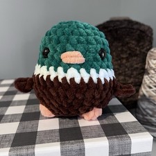 Crochet Amigurumi Mallard Duck Handmade by Petunias Plushie Patch, New
