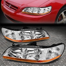 For 98-02 Honda Accord 24dr Chrome Housing Amber Corner Headlight Signal Lamps