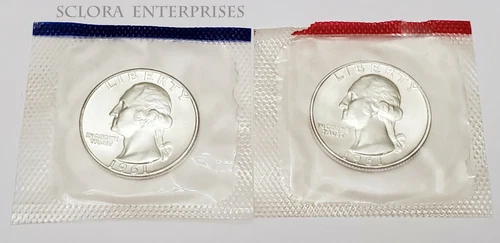 1961 P & D Washington Quarter Coin Set (2 Coins) *MINT CELLO*
