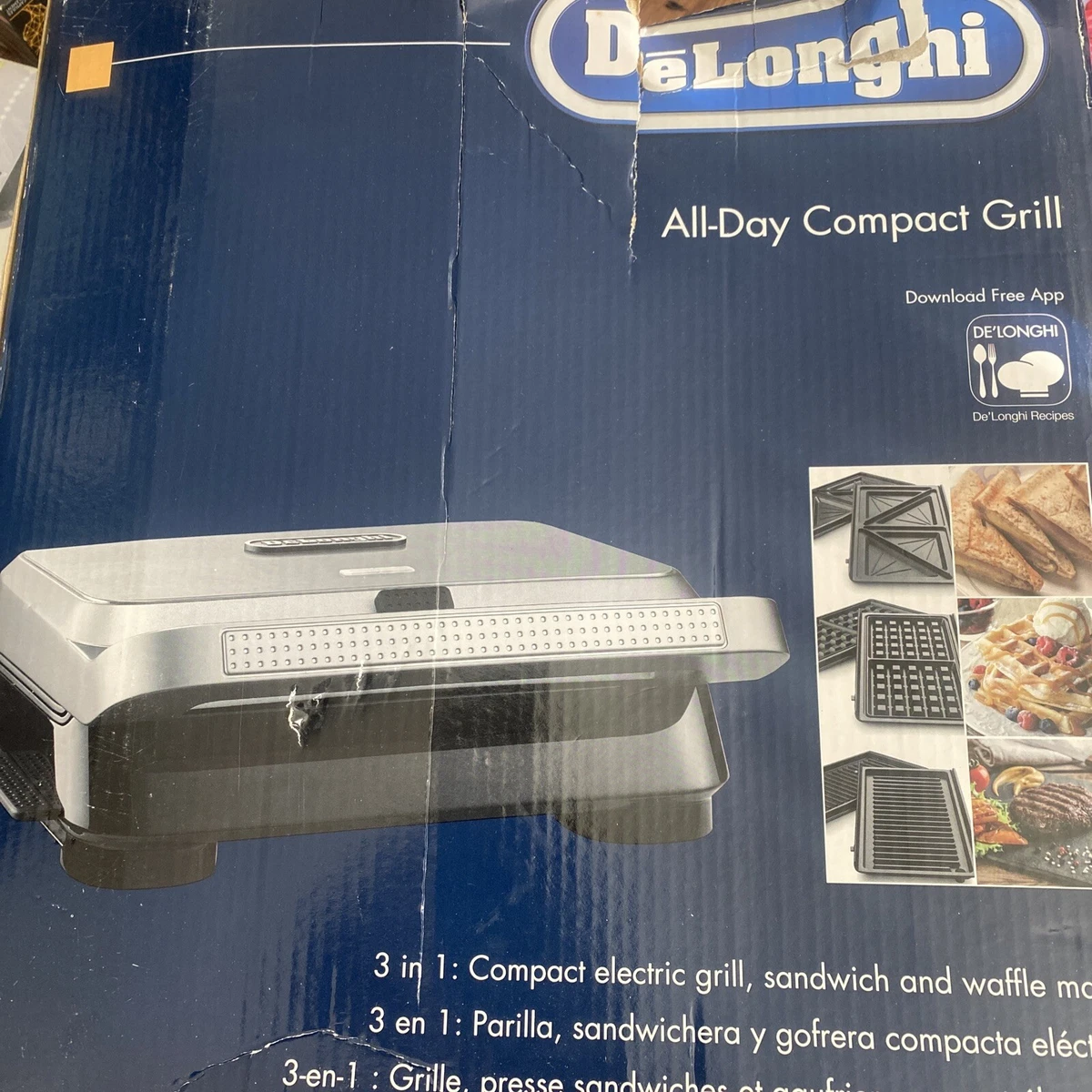 DELONGHI SW13ABC.S ALL DAY GRILL 3 IN 1 GRILL SANDWISH AND WAFFLE MAKER