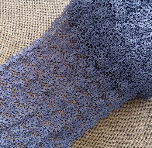 2.5 Yards 8" Wide Rayon Venise Victorian Floral Lace Blue Grey s0341 - 第 1/2 張圖片