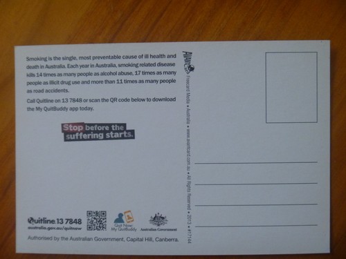 POSTCARD....QUIT SMOKING...SMOKING TAKES LIVES, THEN IT KILLS...QUITLINE - Picture 2 of 2