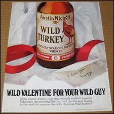 1981 Wild Turkey Kentucky Bourbon Whiskey Print Ad Advertisement Valentine VTG