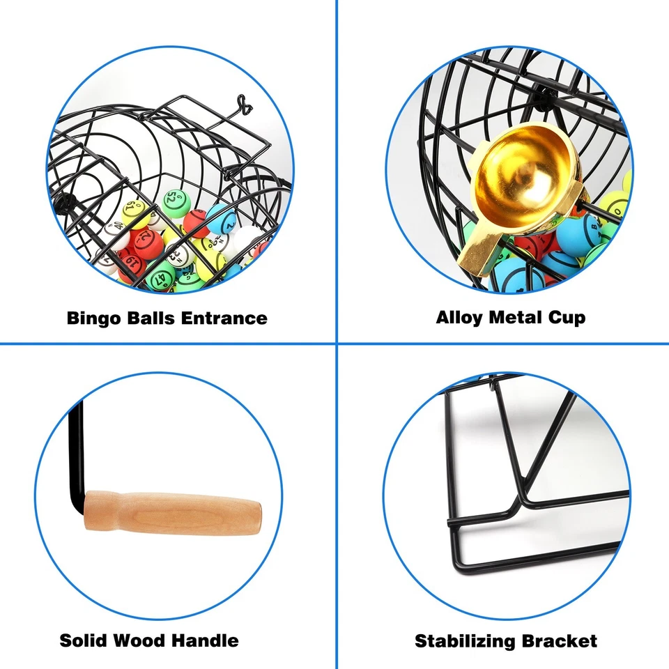 PRO Jumbo Bingo Game Set w/Large Bingo Cage, 1.5" Ping Pong Bingo Balls & Board - Image 4 of 4