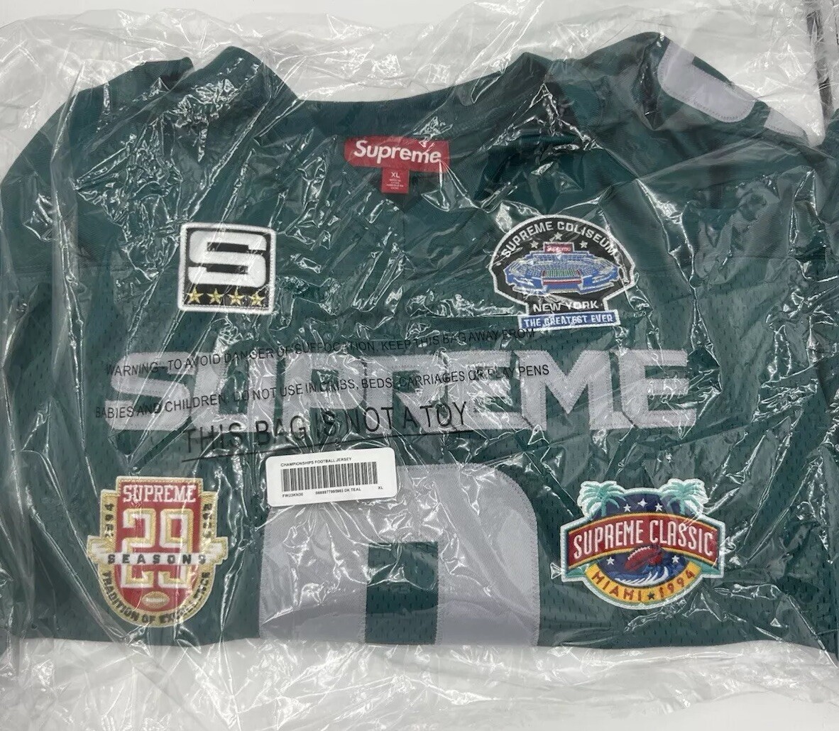 Size XL- Supreme Championships Football Jersey Dark Teal *IN HAND