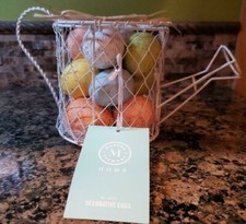 Martha Stewart Spring Easter Watering Can Eggs White Wire Basket Tabletop Decore