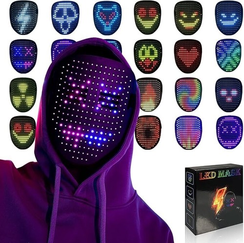 MOYACA Máscara LED Con Detección De Gestos – Pantalla De 70 Patrones, 698 Luces, Para Halloween, Navidad Y Cosplay (Ajustable)