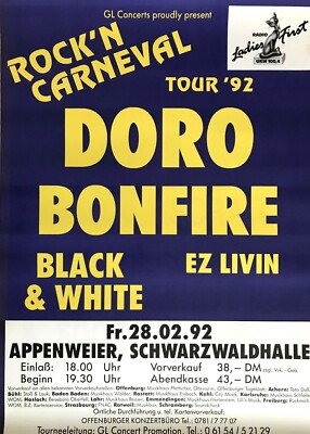 DORO   BONFIRE 1992 APPENWEIER + orig. Concert Poster -- Konzert Plakat - DIN A1