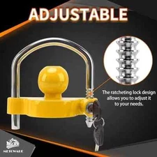 Trailer Lock Universal Adjustable Heavy-Duty Towing Hitch Lock Couple...