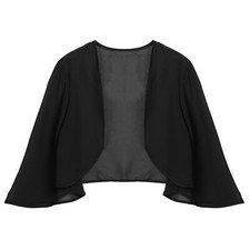DE Damens Bolero Jacke Festlich Langarm Mantel Blazer Chiffon Top Cover Up Party