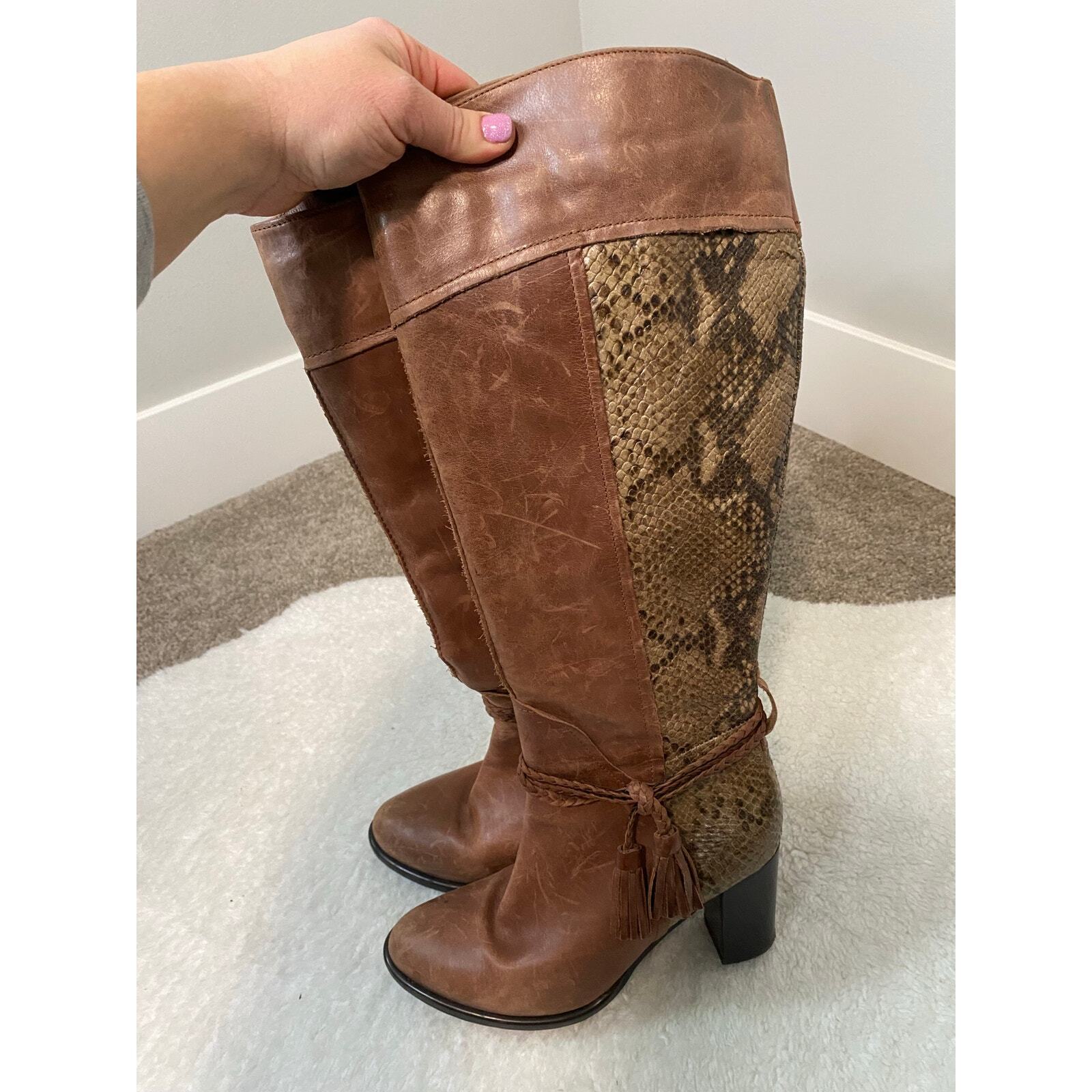 Calzaturificio Fabianelli Italian Leather Fleece Lined Knee High Boots Size 39