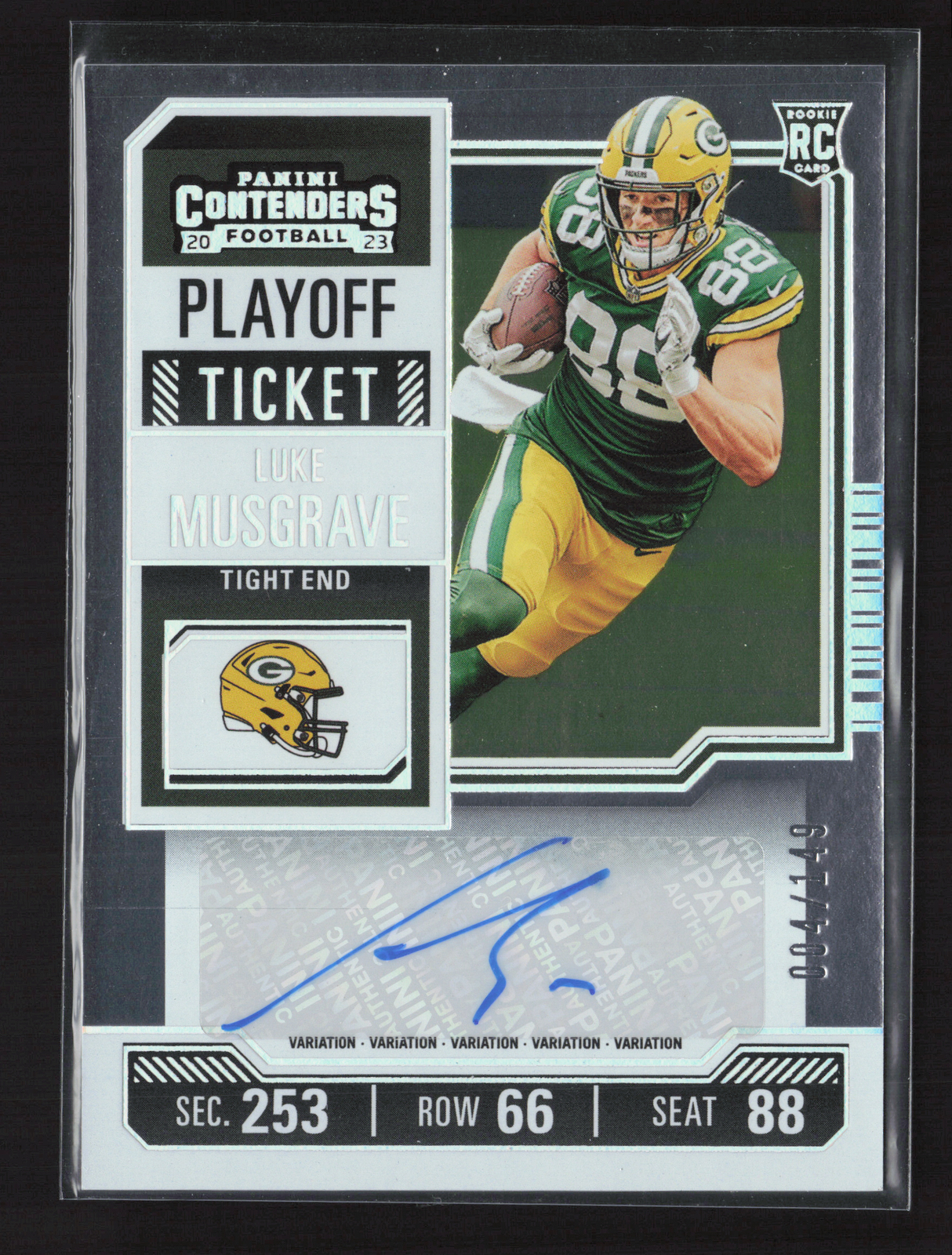 Luke Musgrave 2023 Panini Contenders #148 Playoff Ticket Auto #/149