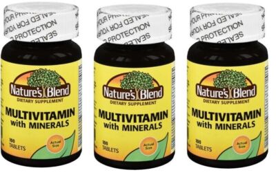 Nature's Blend Multi Vitamin With Minerals Tablets 100 ct X 3 Packs