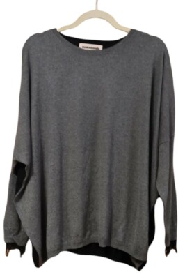Custommade Oversize Digthe Pullover Hoodie Kuschelig  Gr. S grau-schwarz