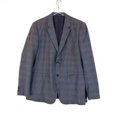 Theory 100 Wool Mens Blazer Size 44 Windowpane Notch Lapel Two Button Classic