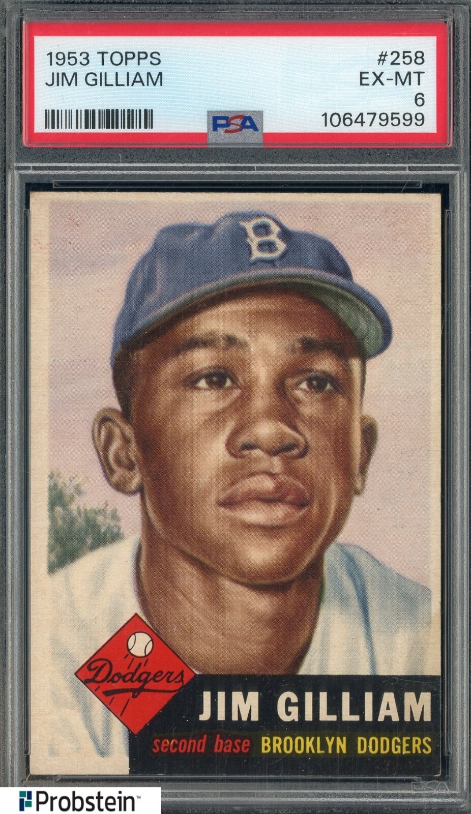 1953 Topps #258 Jim Gilliam Brooklyn Dodgers PSA 6 EX-MT