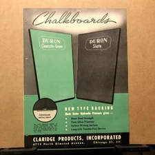 Vtg Claridge Products, Inc. ~ Fabricork Bulletin Board - Duron-Slate - Catalog