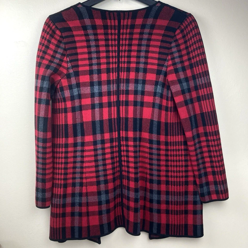 Blazer Talbots Frente Abierto Para Mujer Mediano Negro Rojo Azul Chaqueta Larga a Cuadros Oficina Foto 2 de 4