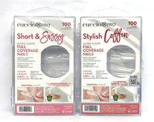 CUCCIO PRO UltraClear Full Coverage Nail Tips - Short&Sassy/Stylish Coffin 100ct