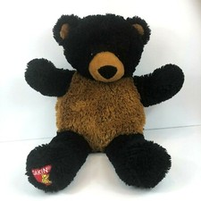 18" Dakin Black Brown Teddy Bear Foot Red Patch Grizzly Plush Stuffed Animal