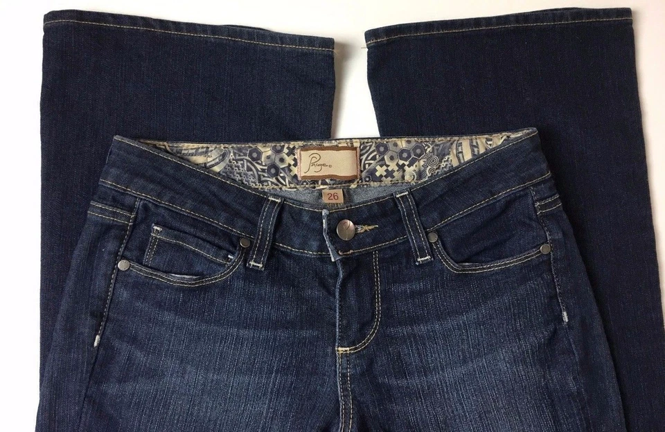 Vintage PAGE Canyon Boot Cut Women's 26 Low Rise Blue Dark Wash 34" Long USA - Image 4 of 4