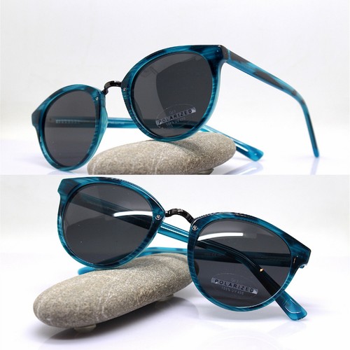 OCCHIALI DA SOLE uomo donna ovale occhio di gatto blu nero lente  polarizzata | eBay