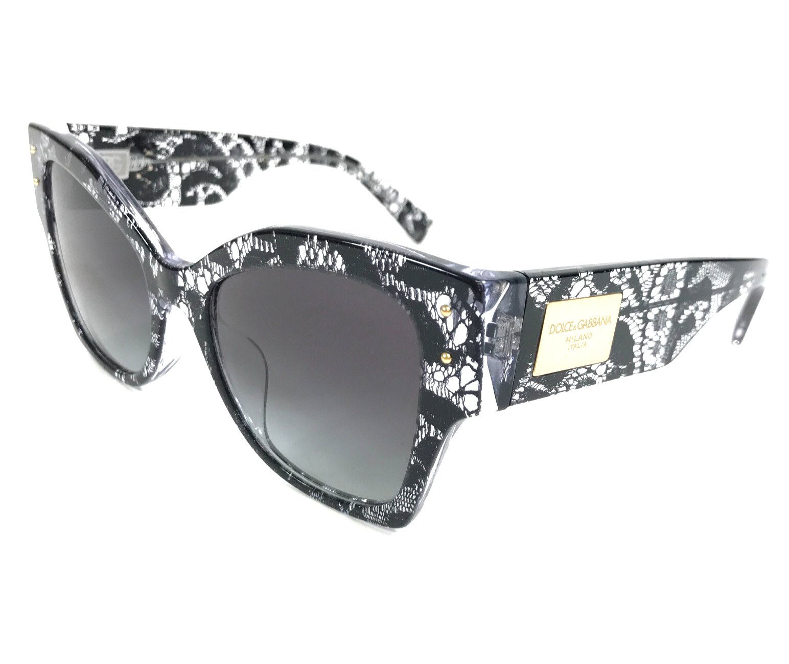 Dolce & Gabbana Sunglasses DG4478-F 3287/8G Oversized Black Lace w/ Gray Lenses