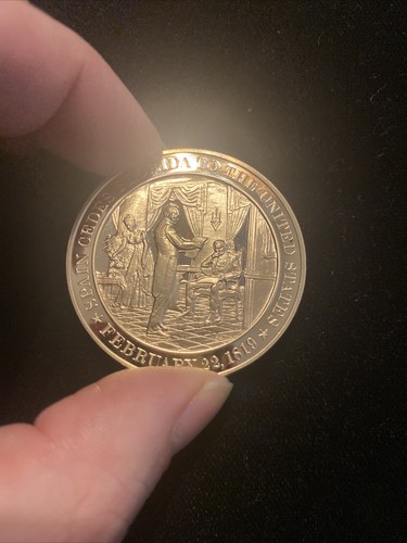 Franklin Mint Us History Bronze Medal Yr 1819 Spain Cedes Florida United States - Picture 3 of 15