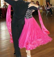 BALLROOM LATIN RHYTHM COMPETITION DANCE DRESS PEARLS/CRYSTALS WINGS NECLACE S/M