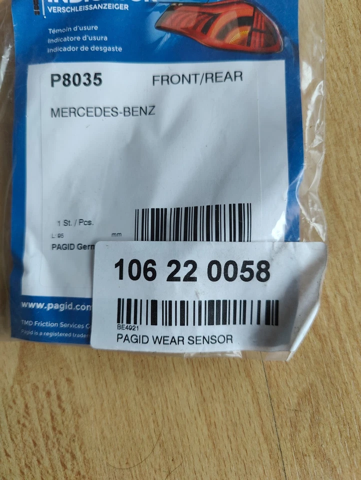 PAGID P8035 FRONT/REAR BRAKE WEAR SENSOR FOR MERCEDES-BENZ - Image 4 of 4
