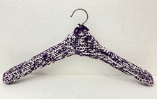 Vintage Wood Crochet Knit Covered Hanger Metal Hook