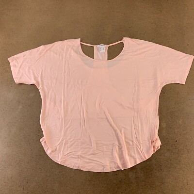 Venus Women's Small Loose Fit Pink Short Sleeve Scoop Neck Racerback Top New