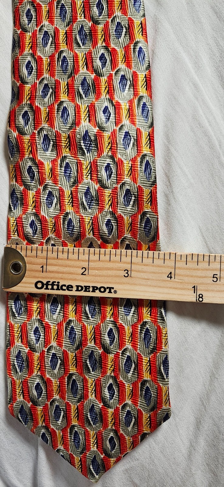 Robert Talbott Orange Blue Geometric 100% Silk Ne… - image 7