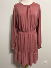 Ann Taylor LOFT Knit Peasant Blouson Dress Nantucket Red Heather Size M New NWT