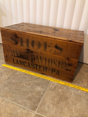 Antique Vtg 1900's Long & Davidson Boots SHOES & RubberWood CRATE