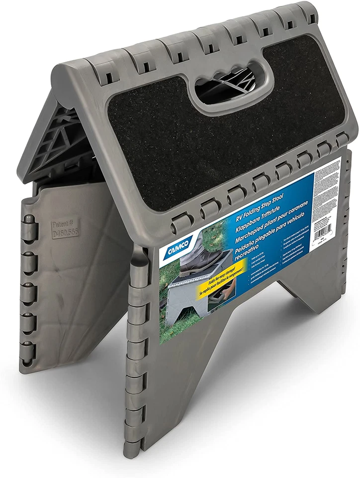 Camco Plastic Folding Step Stool with Non-Skid, Supports 300 lbs, 9 Inch, Silver - Image 2 of 4