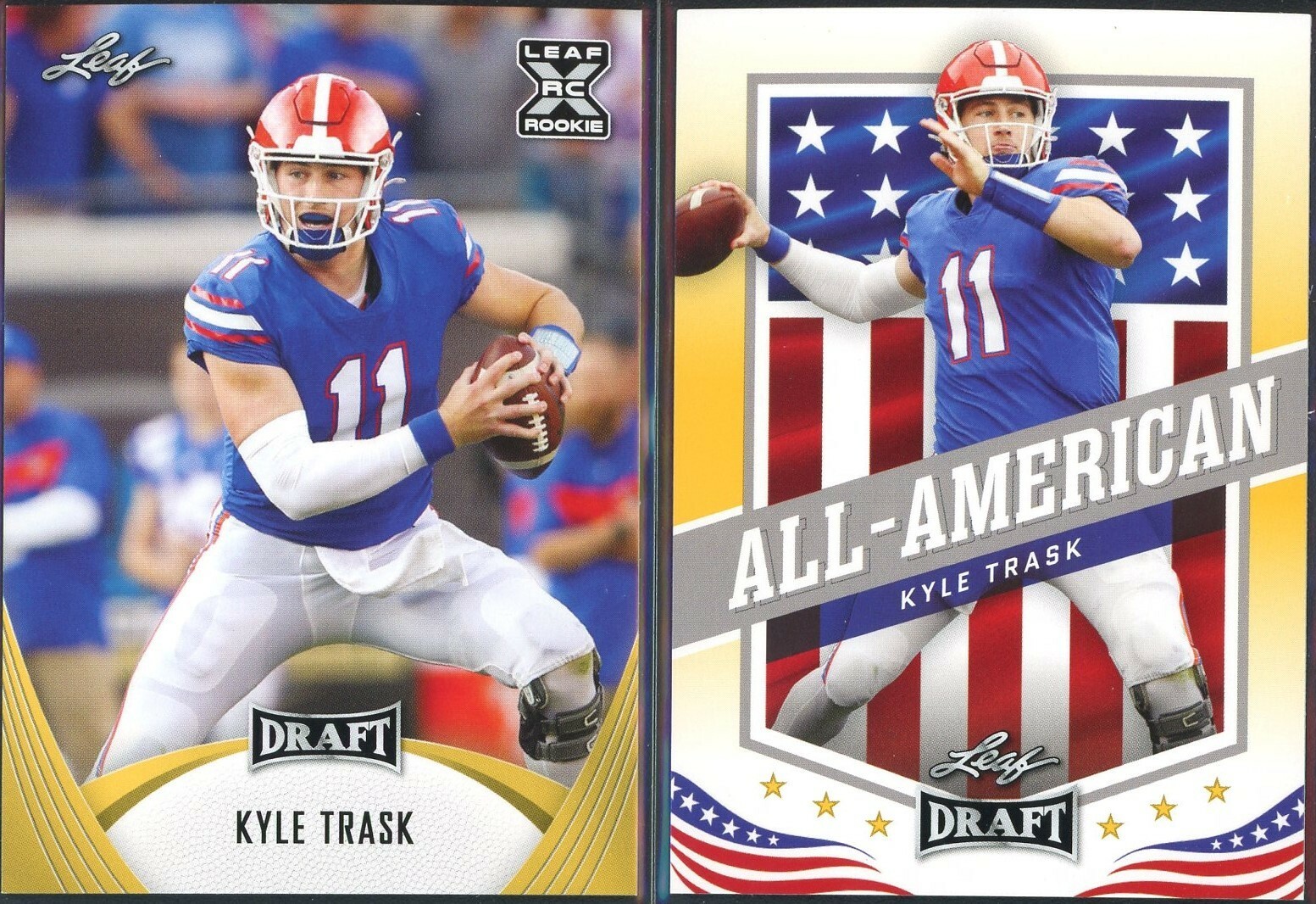 2021 Leaf Draft Kyle Trask XRC Gold Parallel #05 & All-Americans - PAIR (c)
