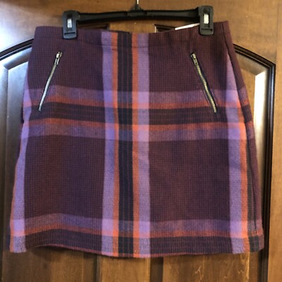 STYLUS A-Line Skirt Plaid Galore Ruby Lined Back Zip Knee Length Women's 8 NWT