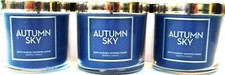 Bath Body Works Home AUTUMN SKY Scented Candles, Single Wick, 4 oz., NEW x 3