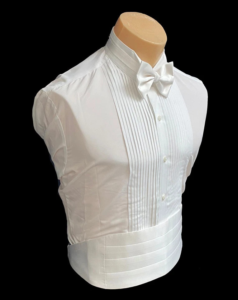 Conjunto de pajarita y pajarita de satén blanco retro vintage para hombre cintura ajustable 30-50" Foto 2 de 2