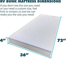 Foamma 4" x 36" x 72" Gel Memory Foam RV Bunk Mattress Replacement, No Cover