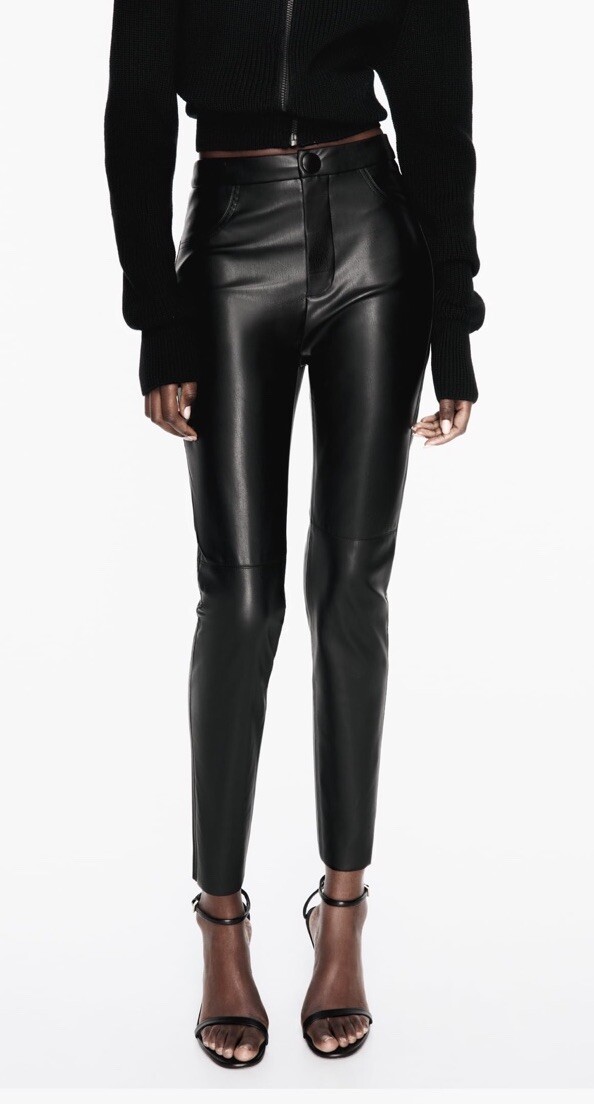 ZARA black faux leather leggings treggings size S(8-10) 8372/278 | eBay UK