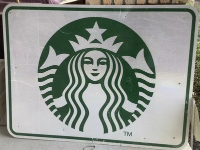Starbucks Coffee Reflective Highway Road Sign-Authentic 46 x 36'' Man Cave Bar