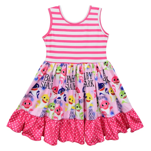 Girls Dress Boutique Cartoon Babyshark Princess Dress Party Casual Baby Skirt - Picture 4 of 10