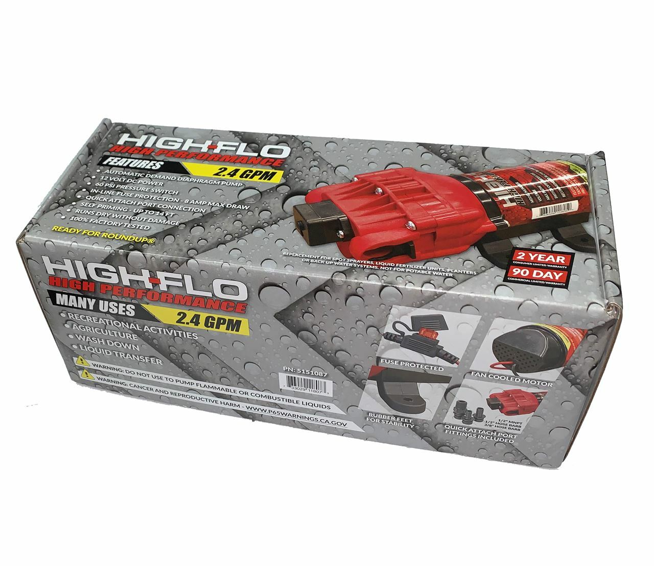 Fimco HFP-24060-113 HIGH-FLO High Performance 2.4 GPM 60 PSI 12V Pump