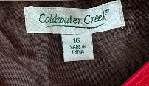 Coldwater Creek Jacket Red Embroidered Collarless Buttons 3/4 Sleeve Lined Sz 16 - Picture 12 of 12