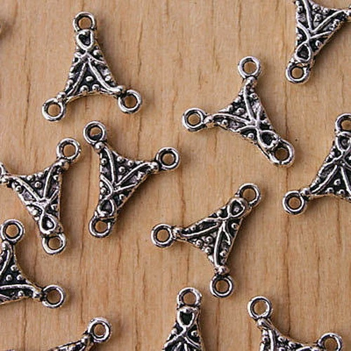 30pcs 11*10MM Tibetan Silver 2SIDED 3holes Charms/connector H2815