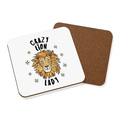 Crazy Lion Lady Stars Coaster Drinks Mat - Funny Animal