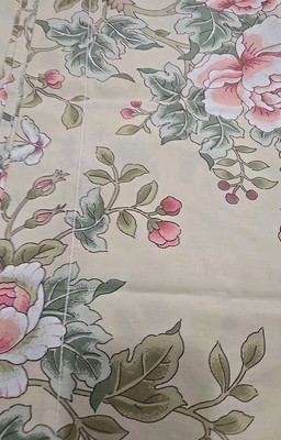VTG Springs Tranquility Queen Top Sheet Cotton Blend Beige Pink Florals NWOT 