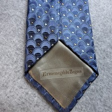 Ermenegildo Zegna Men  s Tie Blue Geometric Silk Italy
